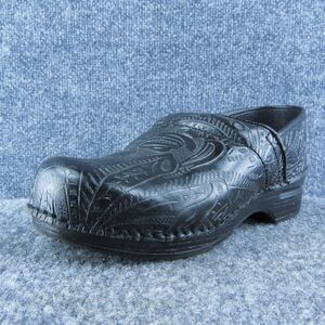 Dansko Tooled Women Clog Shoes Black Leather Slip On Size 38 Medium